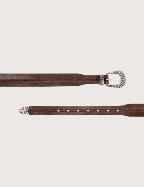REPLAY Ceinture Mixte Boucle en Argent Marron C06D