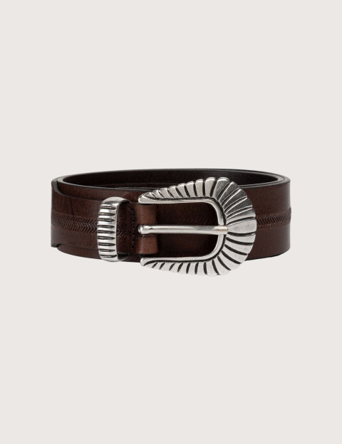 REPLAY Ceinture Mixte Boucle en Argent Marron C06D - 2