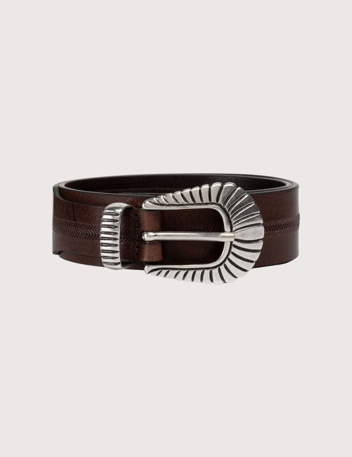 REPLAY Ceinture Mixte Boucle en Argent Marron C06D - 2