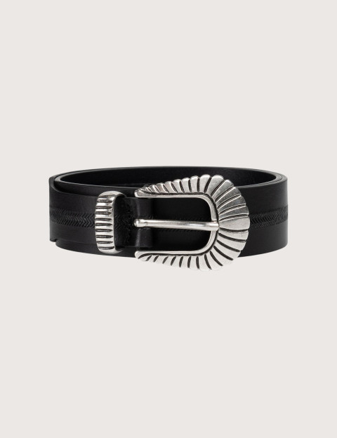 REPLAY Ceinture Mixte Boucle en Argent Noir C098