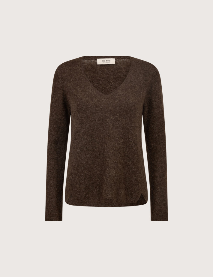 MOS MOSH Pull Femme Col V Sophia Marron