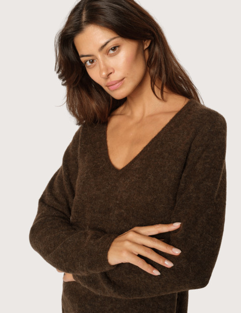 MOS MOSH Pull Femme Col V Sophia Marron - 3