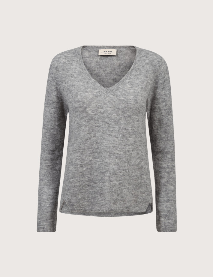 MOS MOSH Pull Femme Col V Sophia Gris