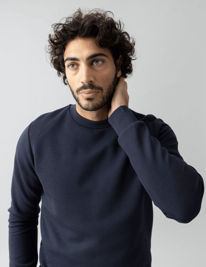MOS MOSH Sweat Homme Col Rond Abel Mélange Marine - 3