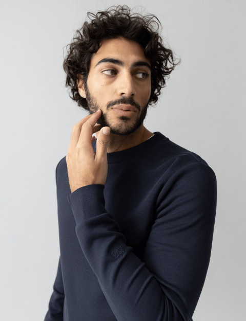 MOS MOSH Sweat Homme Col Rond Abel Mélange Marine - 4