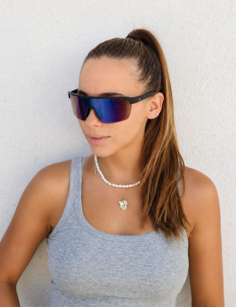 IYÜ Design Lunettes de Soleil Julian Noir Reflet Bleu - 5