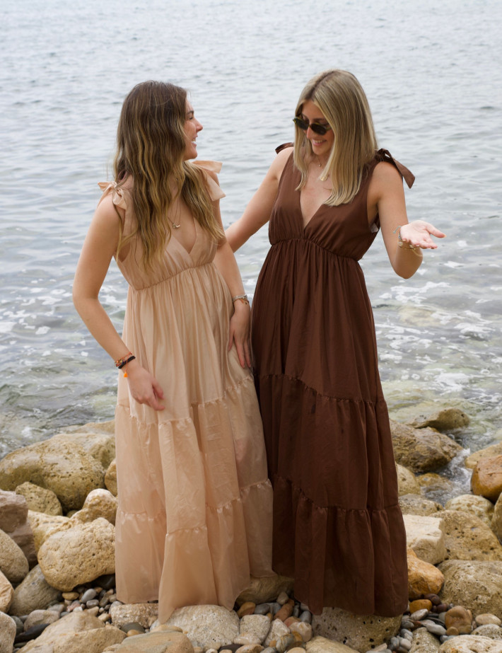 Robe Longue Doublure Beige