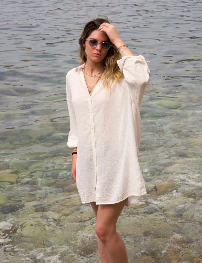 PIECES Chemise Manches Longues Oversize Satina Blanc - 2