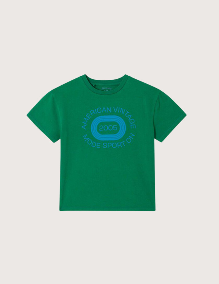American Vintage T-Shirt Enfant Col Rond Imprimé Fizvalley Menthe Vintage