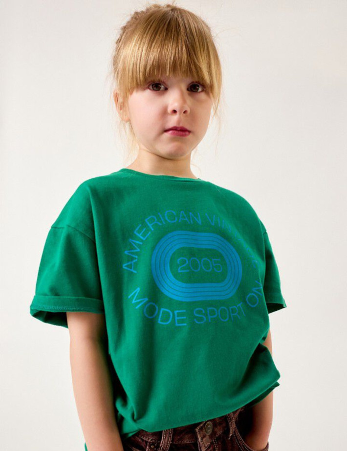 American Vintage T-Shirt Enfant Col Rond Imprimé Fizvalley Menthe Vintage - 5