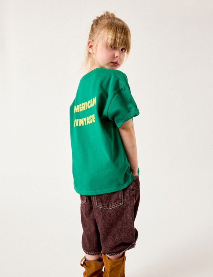 American Vintage T-Shirt Enfant Col Rond Imprimé Fizvalley Menthe Vintage - 3