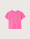 American Vintage T-Shirt Enfant Col Rond Imprimé Fizvalley Rose Fluo