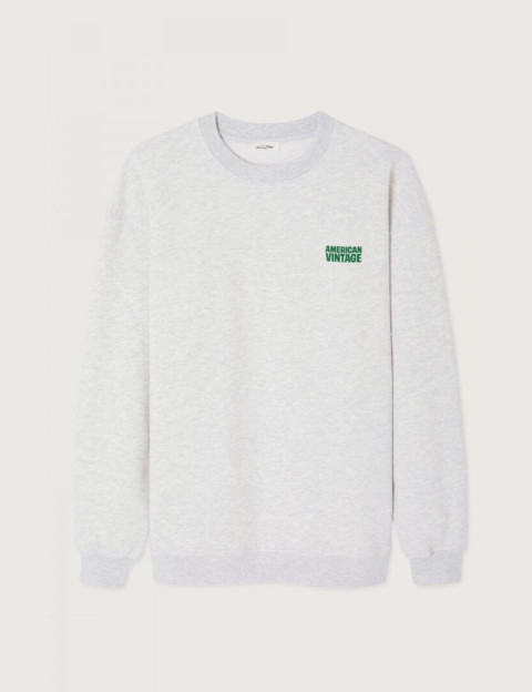 American Vintage Sweat Homme Col Rond Baptown Gris Chiné