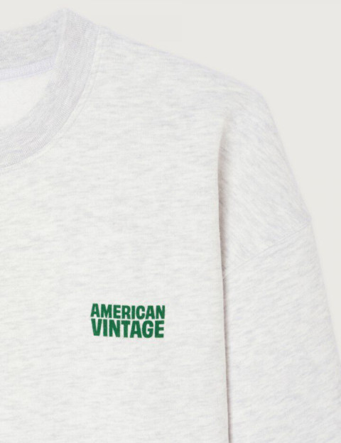 American Vintage Sweat Homme Col Rond Baptown Gris Chiné - 2