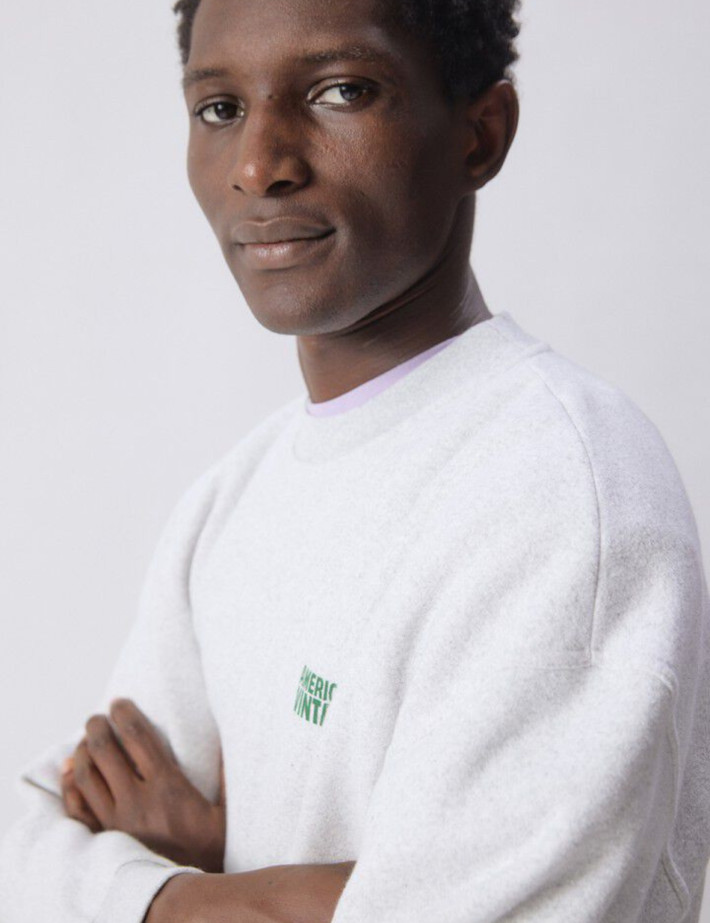 American Vintage Sweat Homme Col Rond Baptown Gris Chiné - 7
