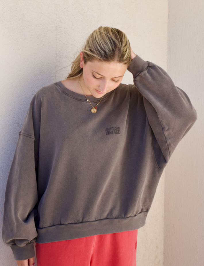 American Vintage Sweat Femme Col Rond Jitbay Cendre Vintage - 3