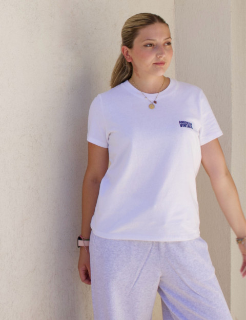 American Vintage T-Shirt Femme Manches Courtes Ykobow Blanc - 9
