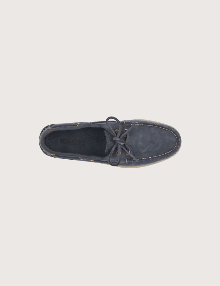 Sebago Chaussures Docksides Portland Nubuck Bleu Universe - 4