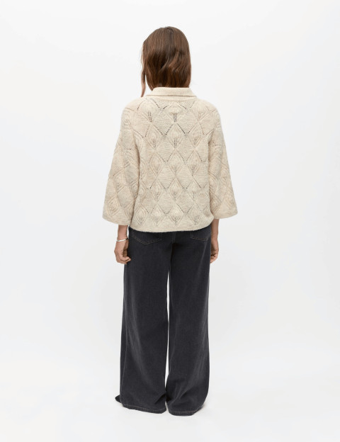OBJECT Cardigan Femme Manches 3/4 Kaisa Flora Beige - 3