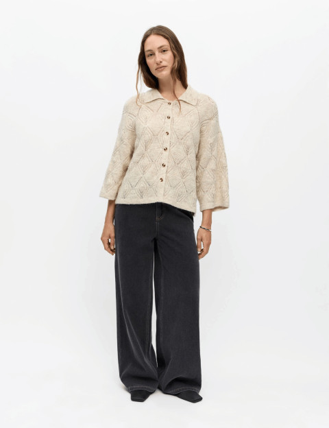 OBJECT Cardigan Femme Manches 3/4 Kaisa Flora Beige - 4
