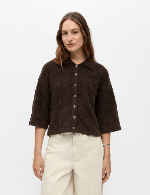 OBJECT Cardigan Femme Manches 3/4 Kaisa Flora Marron - 2