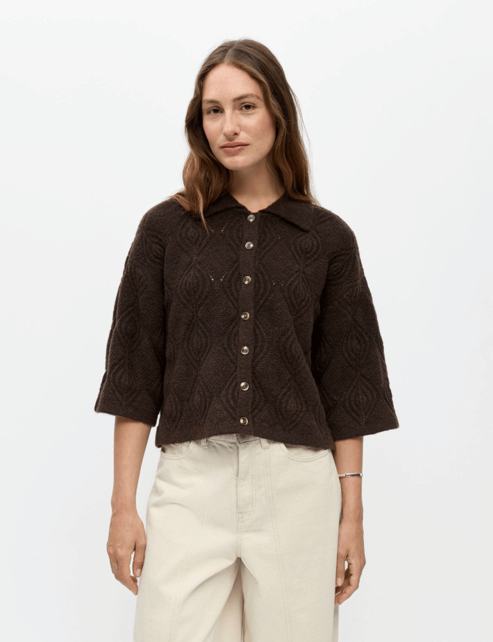 OBJECT Cardigan Femme Manches 3/4 Kaisa Flora Marron - 2