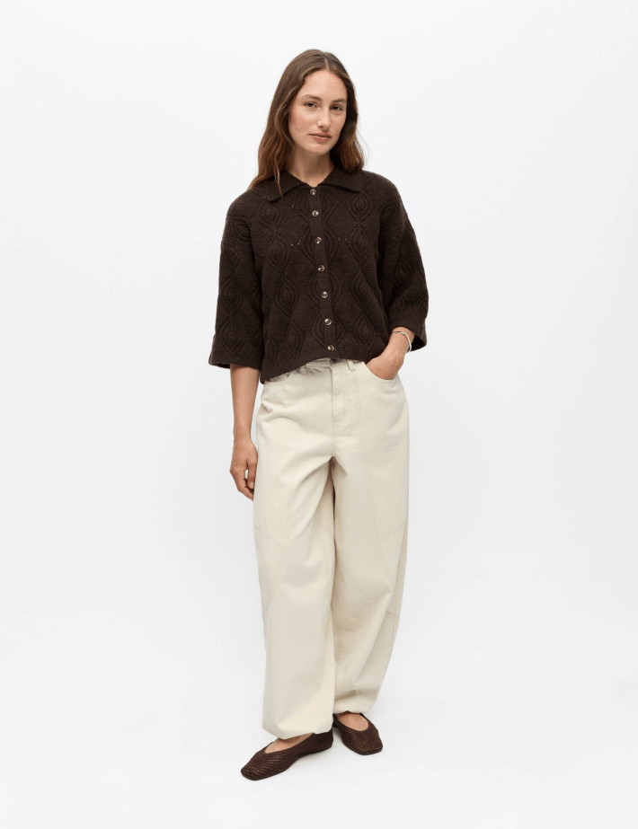 OBJECT Cardigan Femme Manches 3/4 Kaisa Flora Marron - 4