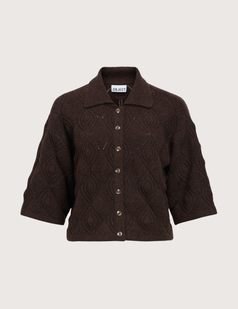 OBJECT Cardigan Femme Manches 3/4 Kaisa Flora Marron