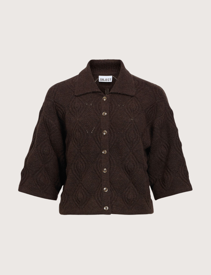 OBJECT Cardigan Femme Manches 3/4 Kaisa Flora Marron