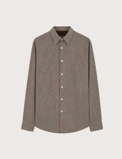 SEINSE Chemise Homme Manches Longues à Motif Marron