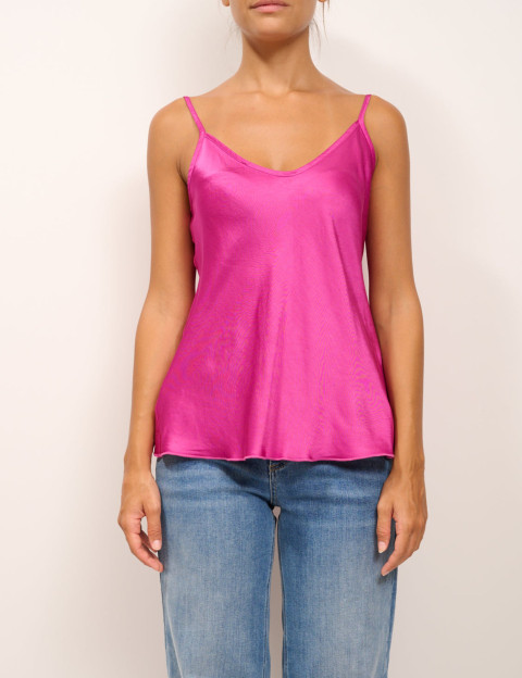 Tensione In Haut Fines Bretelles en Viscose Fuschia