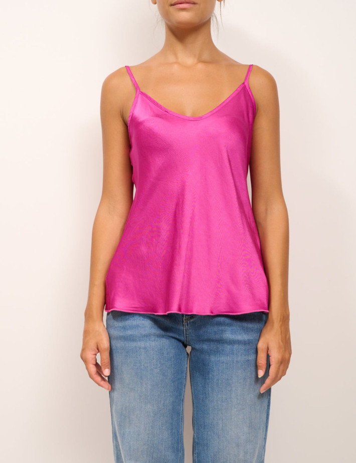Tensione In Haut Fines Bretelles en Viscose Fuschia