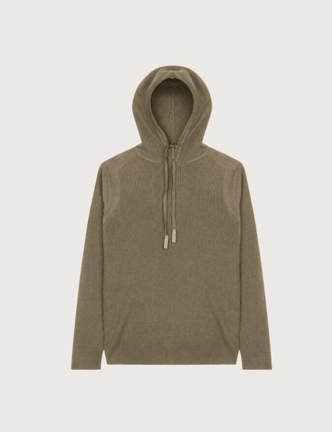 SEINSE Pull à Capuche Homme en Maille Beige