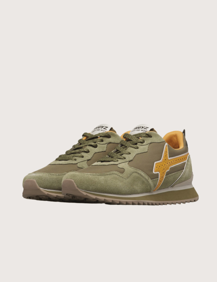 W6YZ Baskets Homme Jet M Suéde Nylon Kaki Jaune - 2