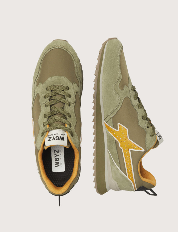 W6YZ Baskets Homme Jet M Suéde Nylon Kaki Jaune - 5