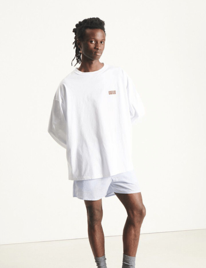 American Vintage T-Shirt Homme Manches Longues Ykobow Blanc