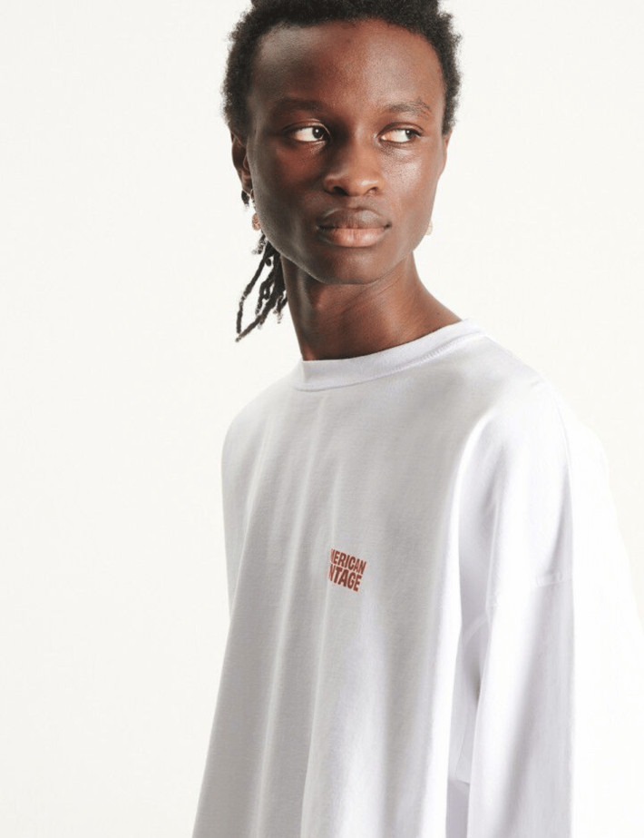 American Vintage T-Shirt Homme Manches Longues Ykobow Blanc - 3