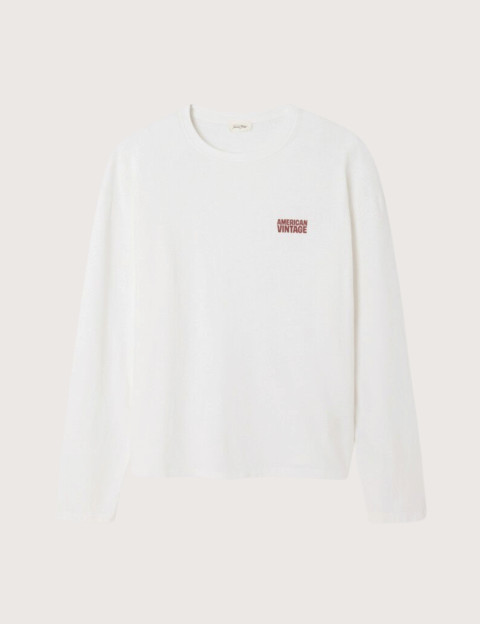 American Vintage T-Shirt Homme Manches Longues Ykobow Blanc - 4