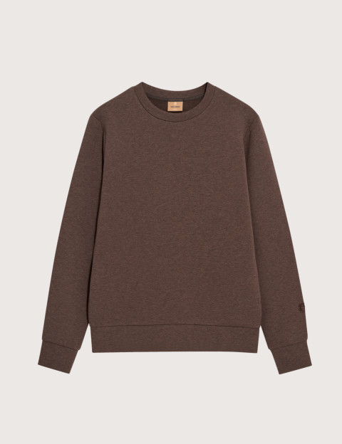 MOS MOSH Sweat Homme Col Rond Abel Mélange Marron