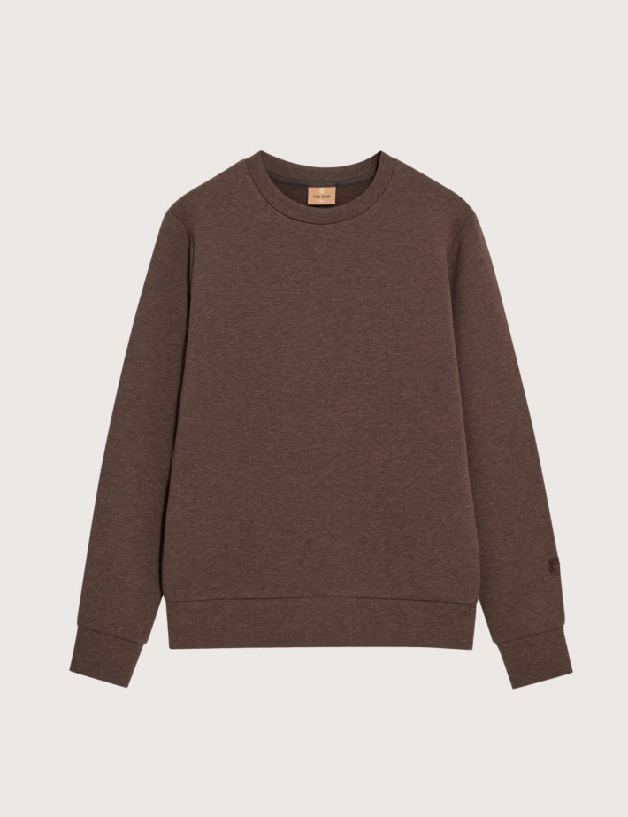 MOS MOSH Sweat Homme Col Rond Abel Mélange Marron