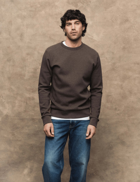 MOS MOSH Sweat Homme Col Rond Abel Mélange Marron - 2