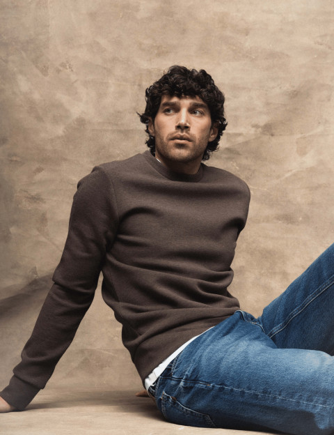 MOS MOSH Sweat Homme Col Rond Abel Mélange Marron - 3