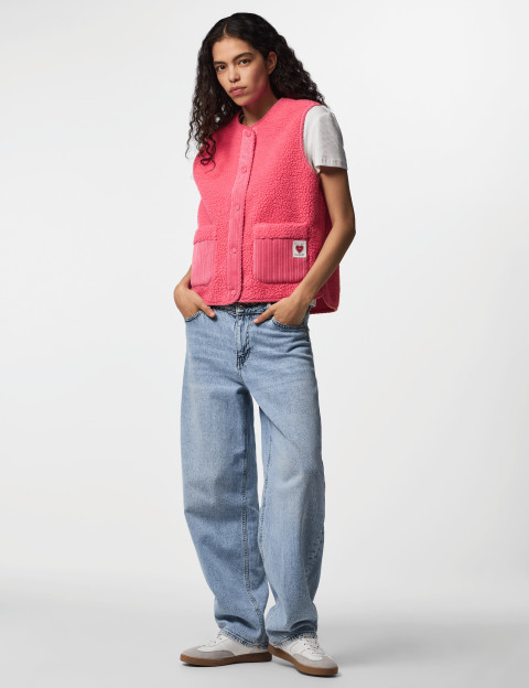 PIECES Veste Sans Manches Femme Anastacia Teddy Rose - 3