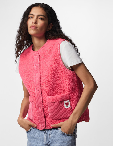PIECES Veste Sans Manches Femme Anastacia Teddy Rose - 2