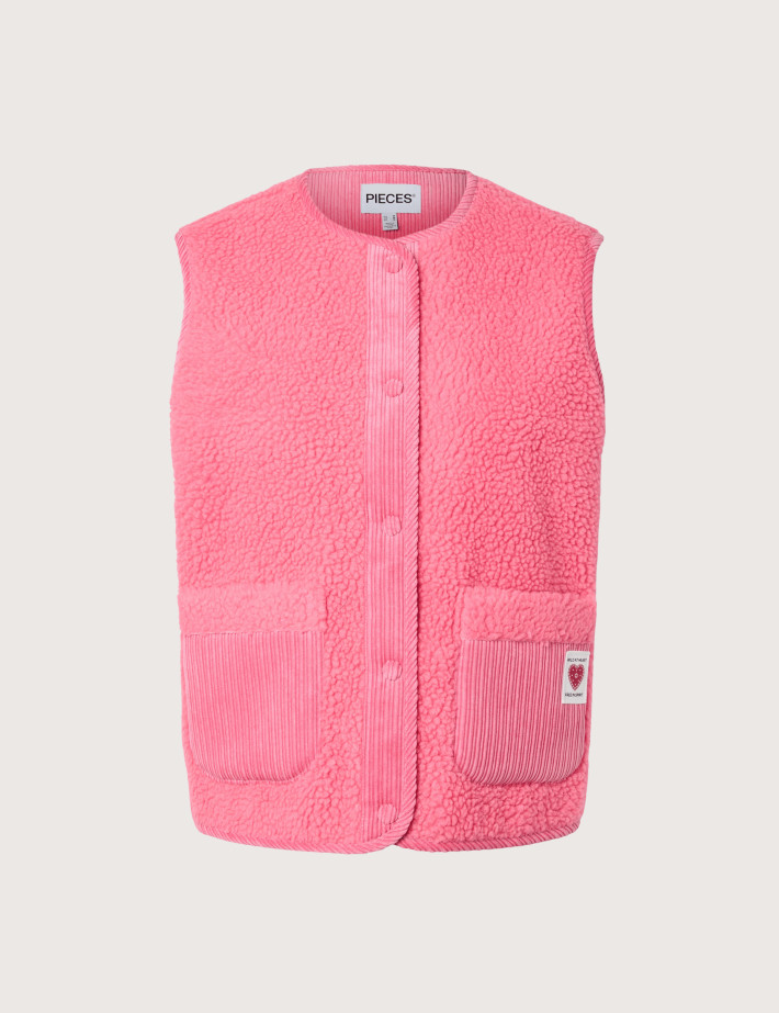 PIECES Veste Sans Manches Femme Anastacia Teddy Rose