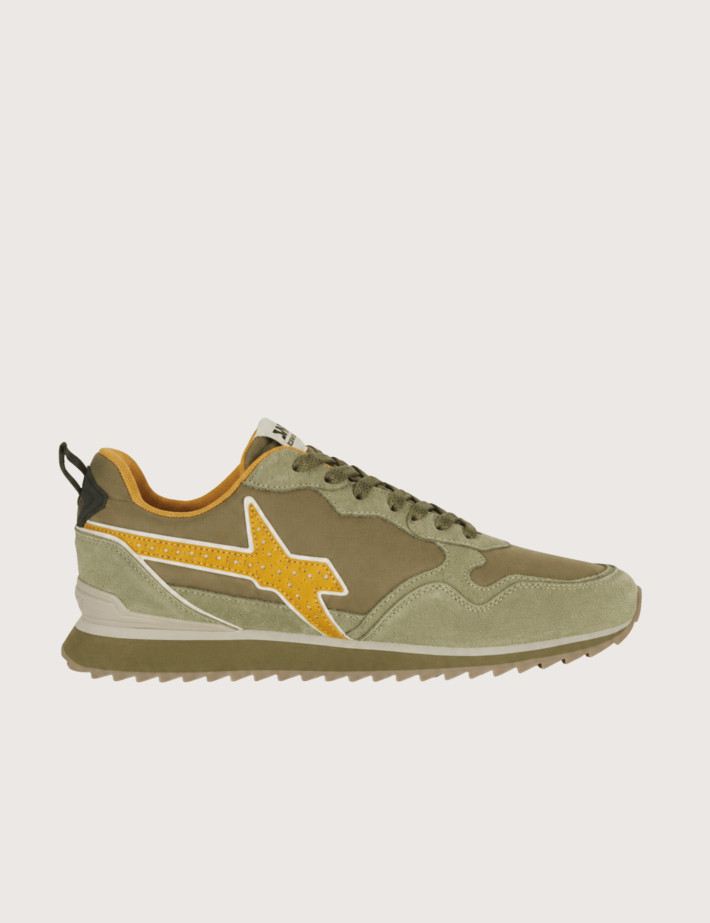 W6YZ Baskets Homme Jet M Suéde Nylon Kaki Jaune