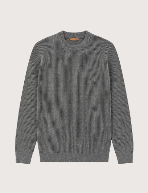 MOS MOSH Pull Homme Col Rond Gilbert Mélange Gris