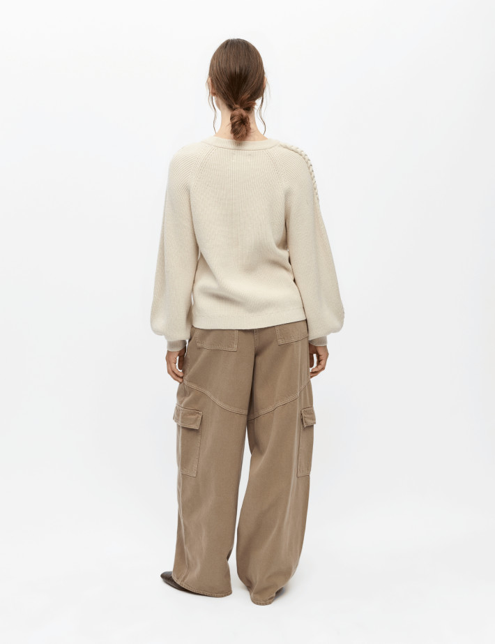OBJECT Pull Femme Hannah Détails Manches Beige - 3