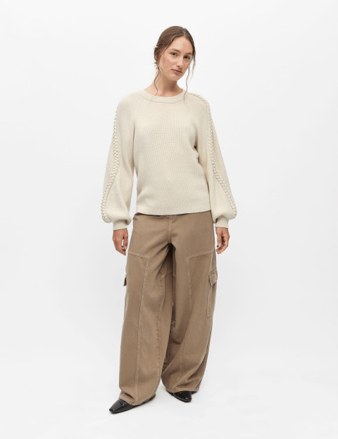 OBJECT Pull Femme Hannah Détails Manches Beige - 2