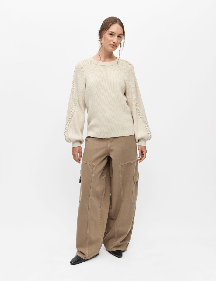 OBJECT Pull Femme Hannah Détails Manches Beige - 2